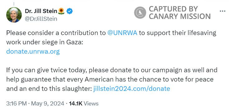 Jill Stein, X - May 9, 2024