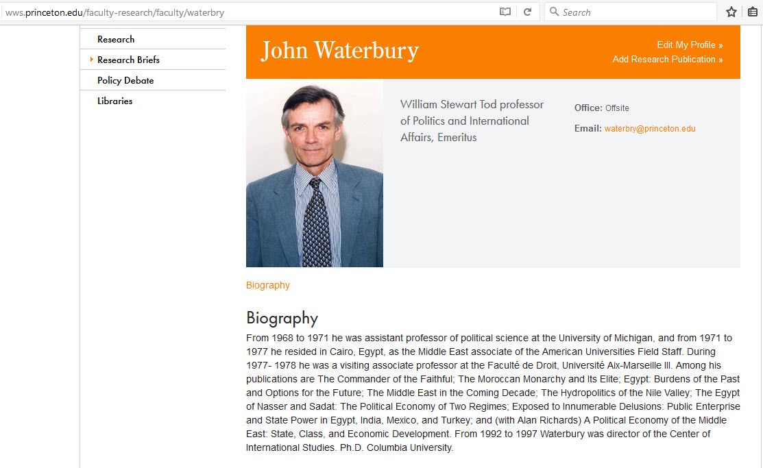 John Waterbury, princeton.edu - 11 May 2017