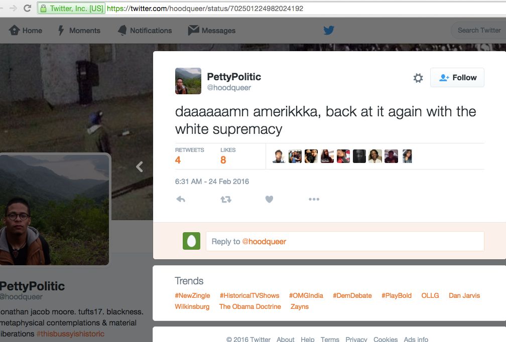Jonathan Jacob Moore, Twitter - 24 Feb 2016