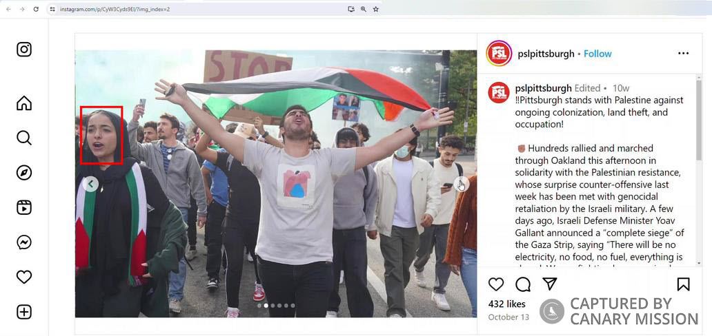 Judy Kanafani’s protest appearance, University of Pittsburgh, Palestine Rally