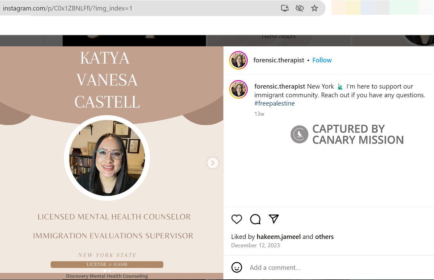 Katya Castell, Instagram - Dec 12, 2023