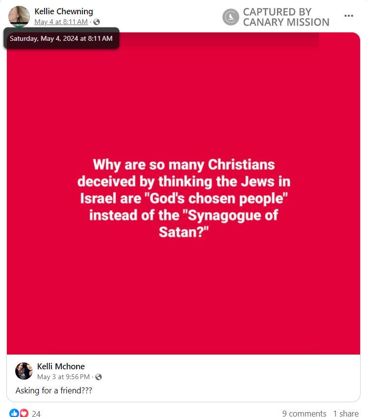 Kellie Chewning, Facebook - May 4, 2024