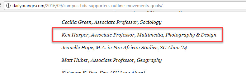 Ken Harper - Canary Mission