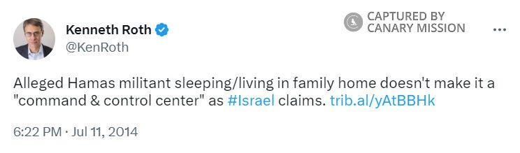 Kenneth Roth - Canary Mission