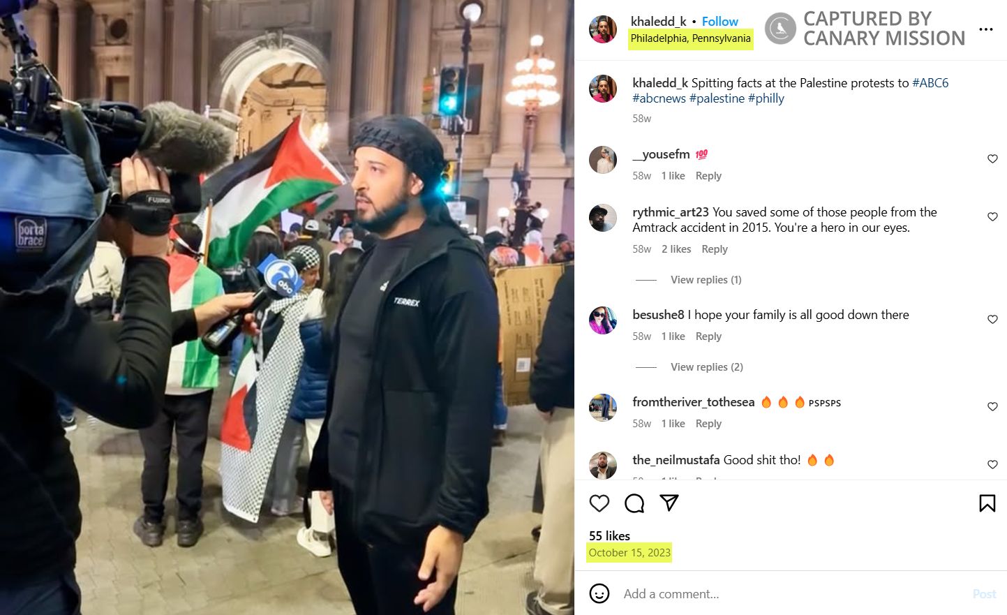 Khaled Kayed’s protest appearance, Philly Stands with Gaza 2