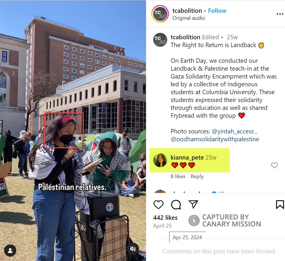 Kianna Pete’s Participation in the Pro-Hamas Encampment at Columbia University 
