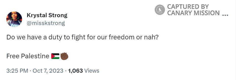 Krystal Strong, Twitter - Oct 7, 2023