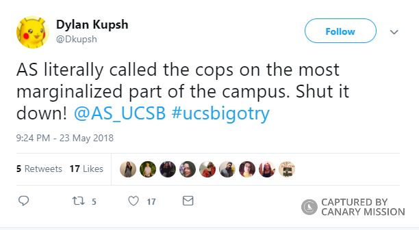 Dylan Kupsh, Twitter - May 23, 2018