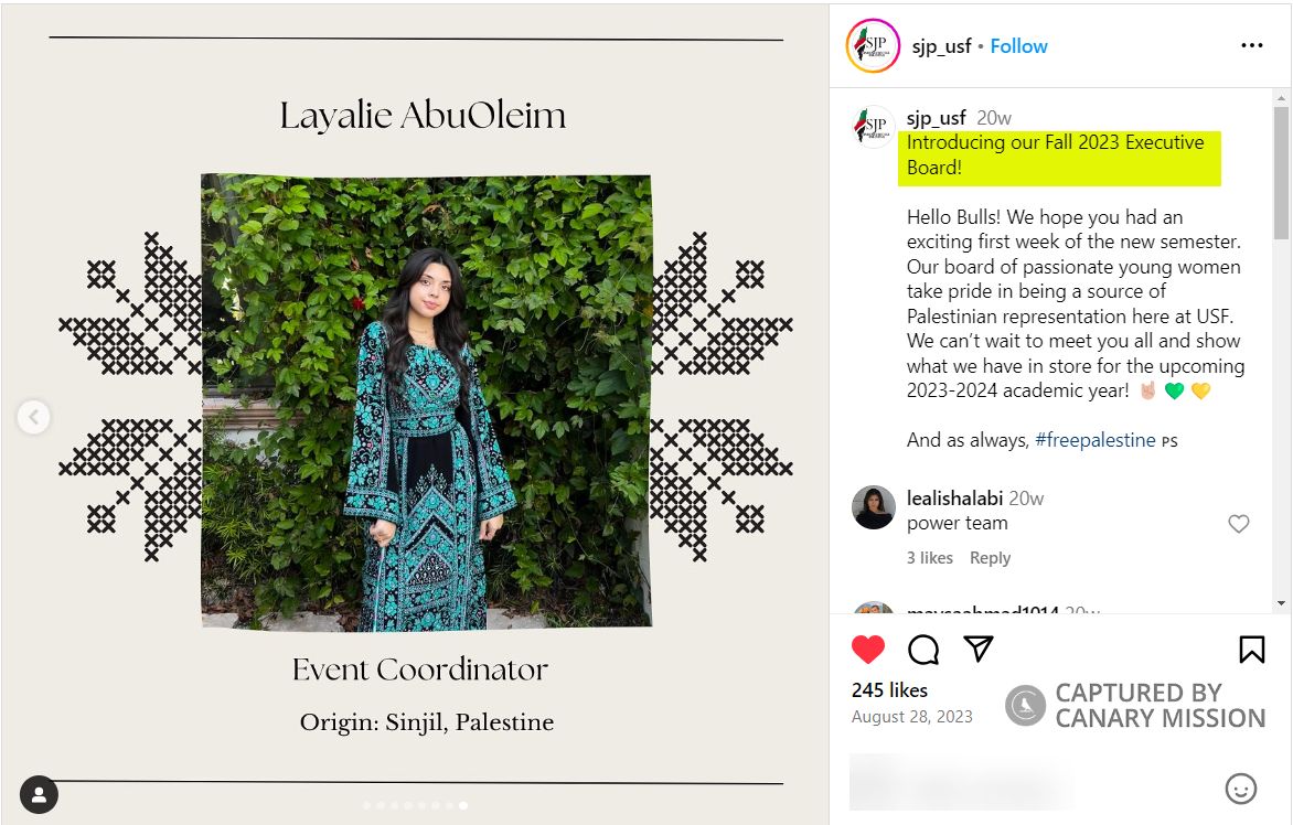 Layalie AbuOleim, Instagram - Aug 28, 2023