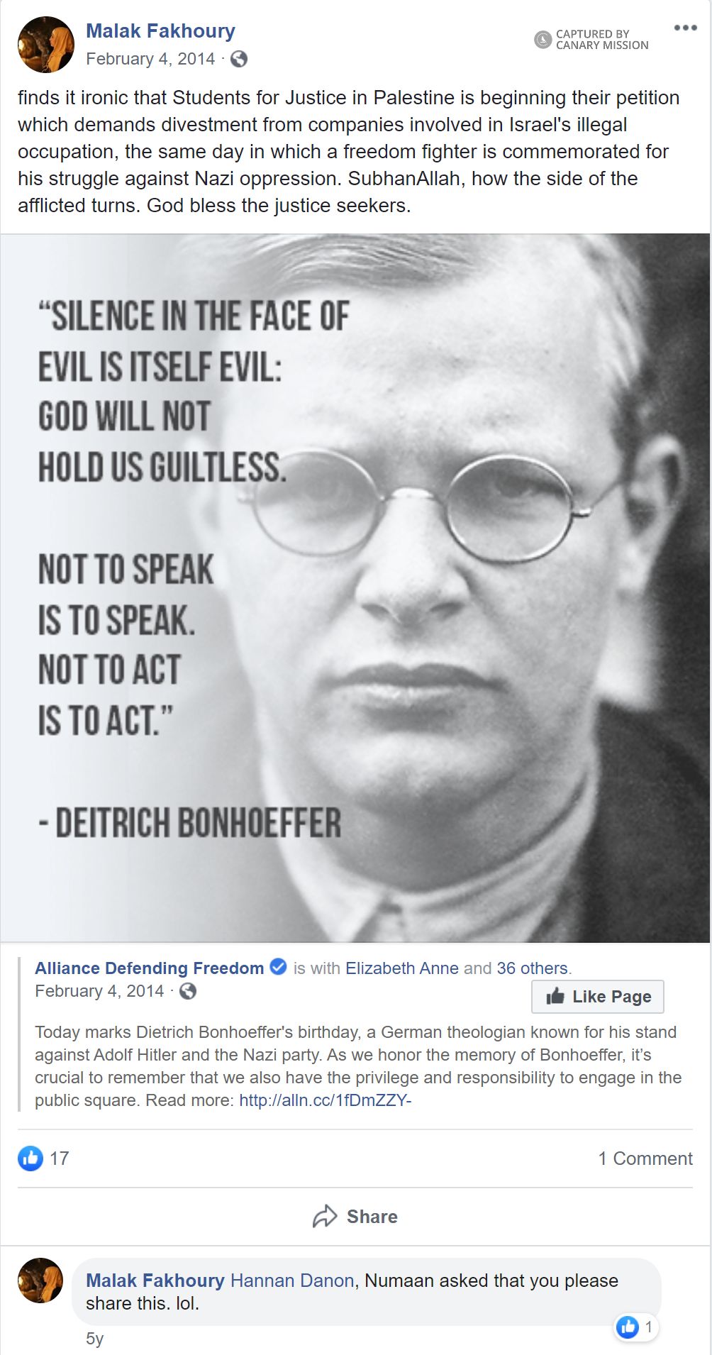 Malak Fakhoury, Facebook - Feb 4, 2014