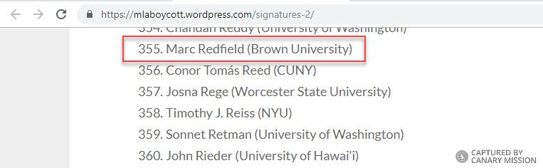 Marc Redfield, mlaboycott.wordpress.com - Sep 9, 2019