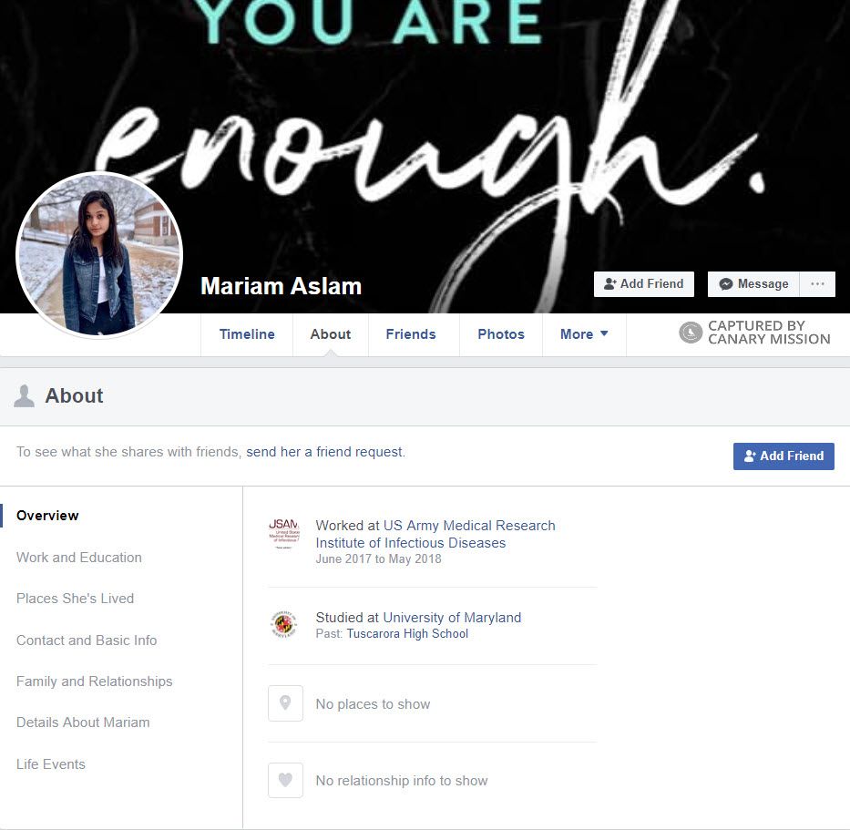 Mariam Aslam, Facebook - May 12, 2019