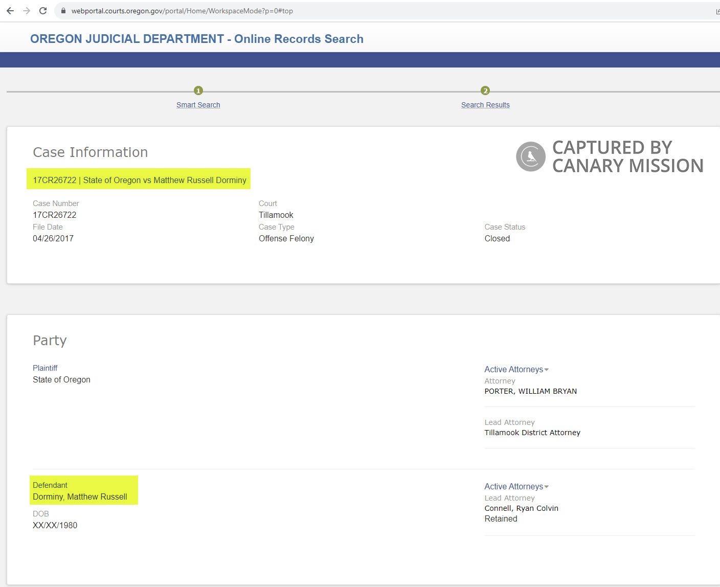 Matthew Dorminy, webportal.courts.oregon.gov - Aug 28, 2023