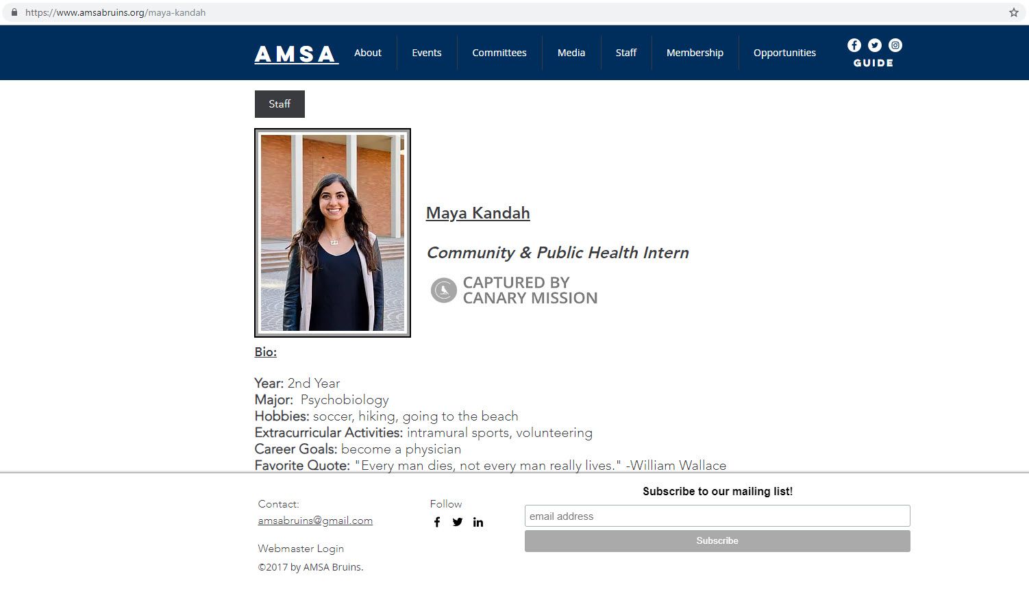 Maya Kandah, amsabruins.org - Nov 12, 2018