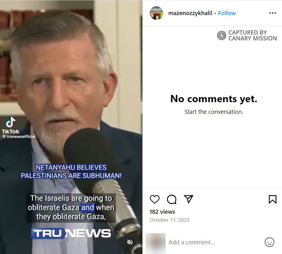 Mazen Khalil, Instagram - Oct 11, 2023