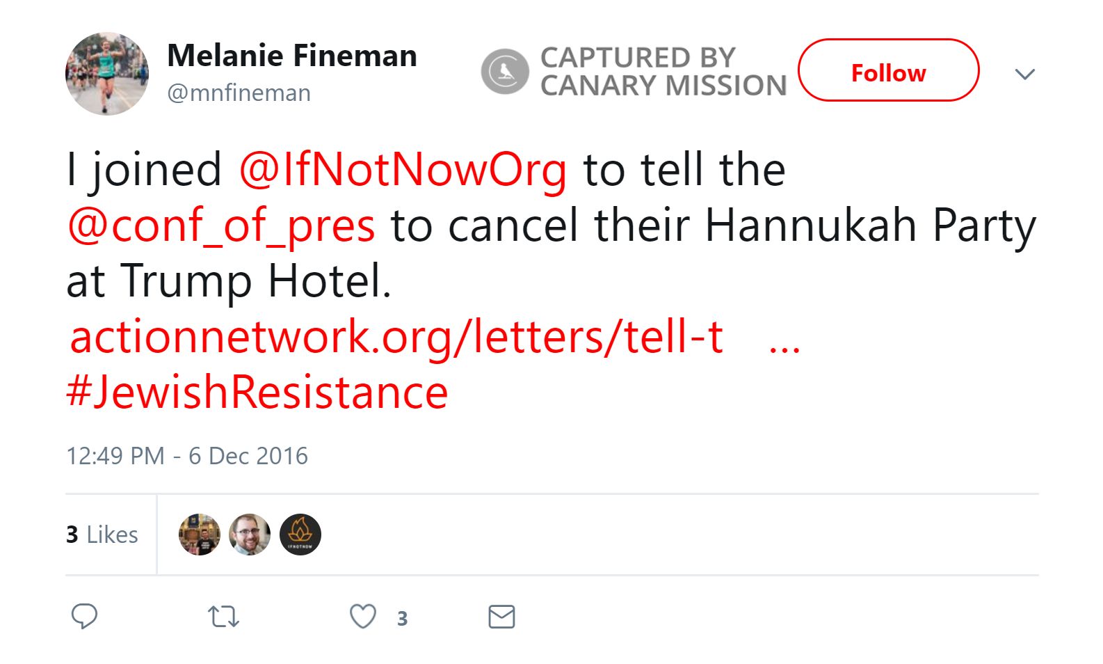 Melanie Fineman, Twitter - Dec 6, 2016