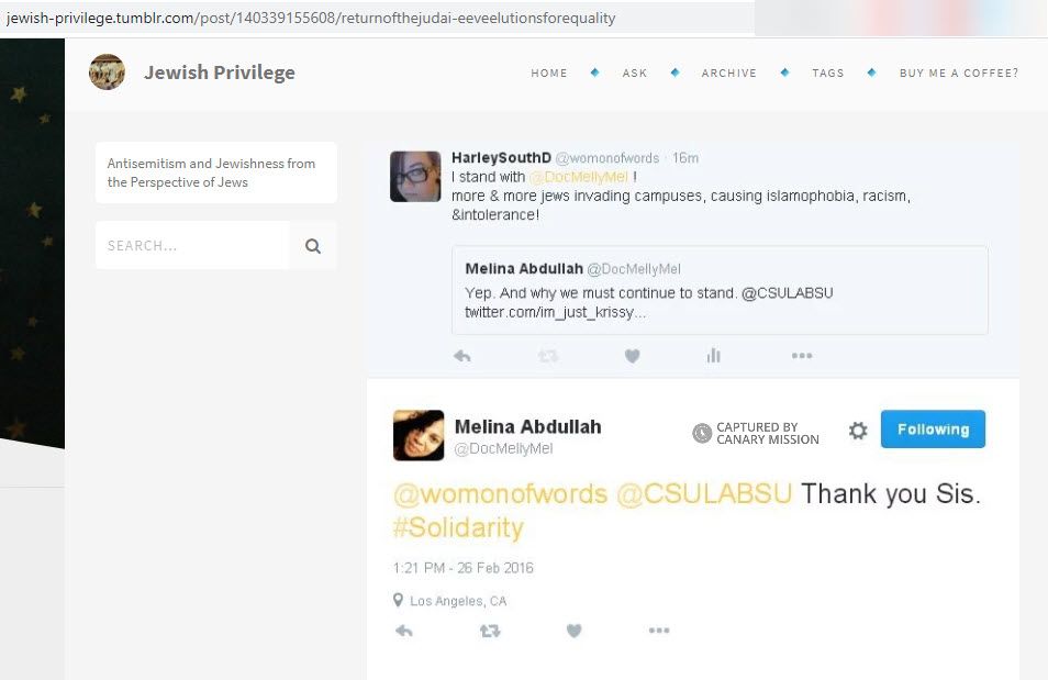 Melina Abdullah, jewish-privilege.tumblr.com - Feb 26, 2016