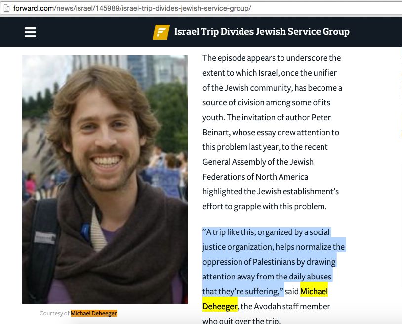 Michael Deheeger, forward.com - 13 Nov 2011