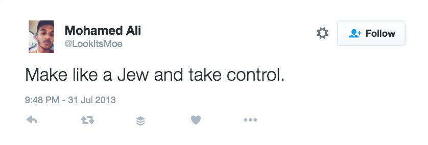 Mohamed Ali, Twitter - 31 Jul 2013