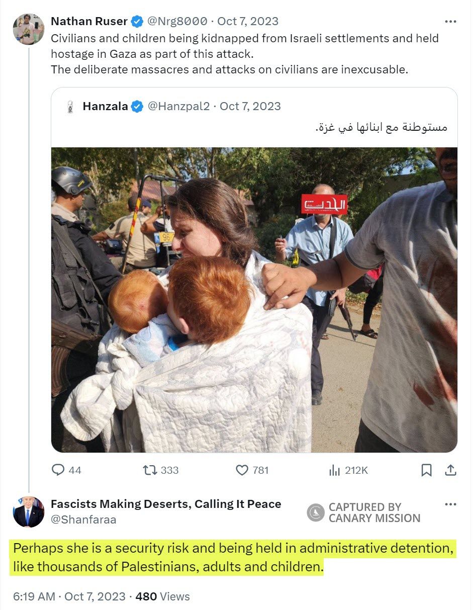 Mohammad Fadel, Twitter - Oct 7, 2023