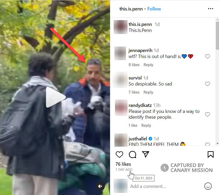 Mohammed Alghamdi, University of Pennsylvania, Tore Down Postages of Israeli Hostages