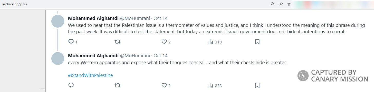 Mohammed Alghamdi, Twitter - Oct 14, 2023