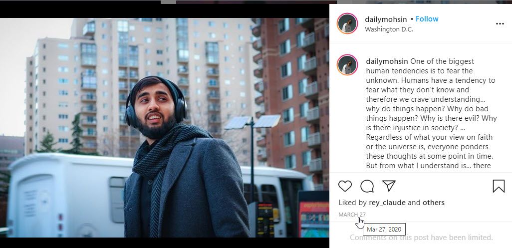 Mohsin Saleem, Instagram - Mar 27, 2020