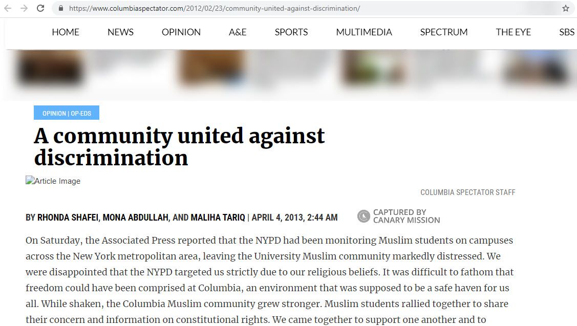 Mona Abdullah, columbiaspectator.com - Apr 4, 2013