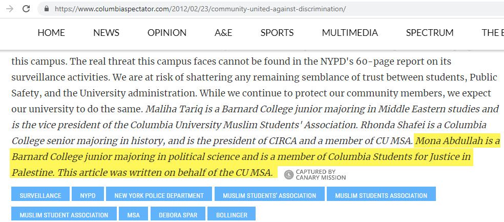 Mona Abdullah, columbiaspectator.com - Apr 4, 2013