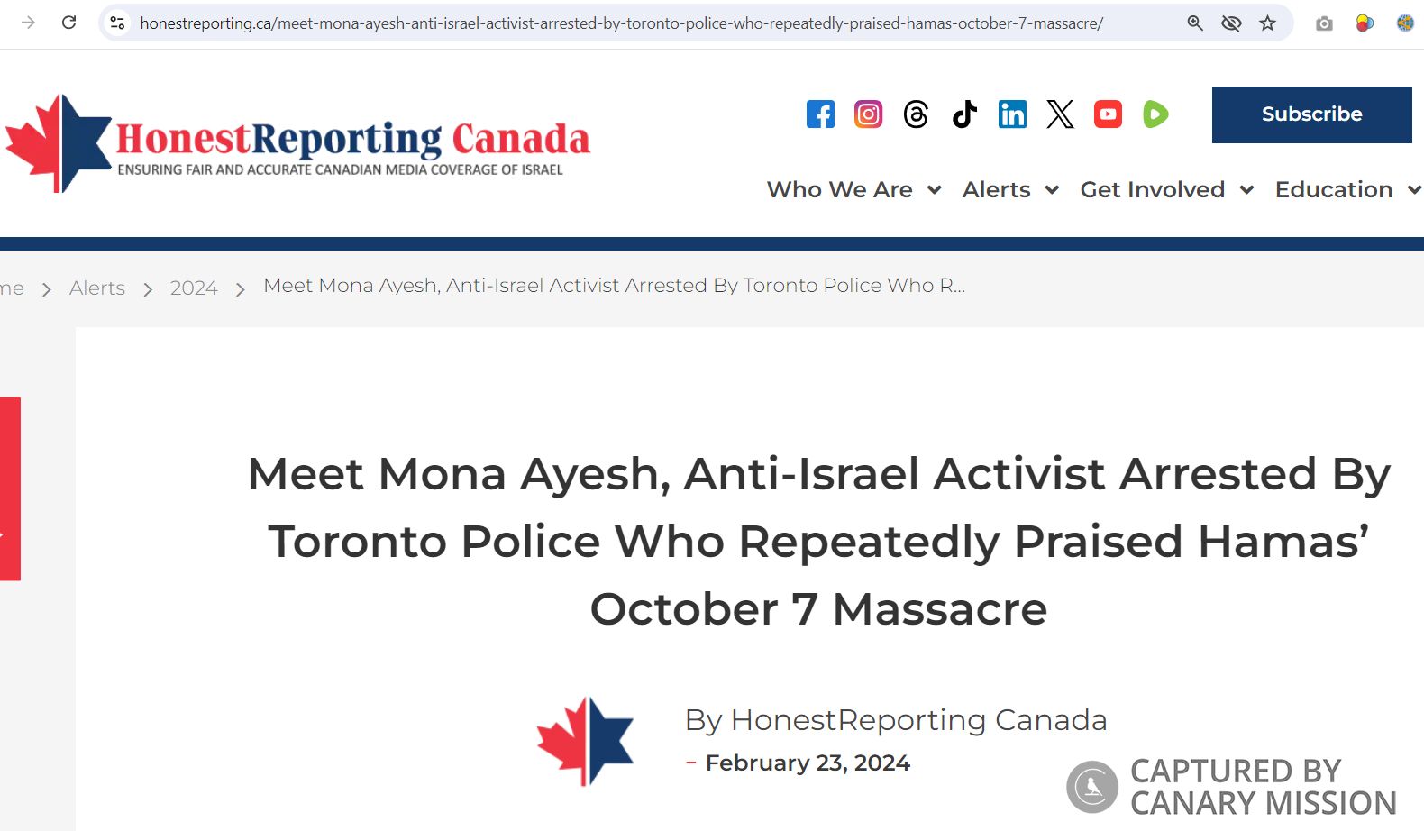 Mona Ayesh, honestreporting.ca - Feb 23, 2024