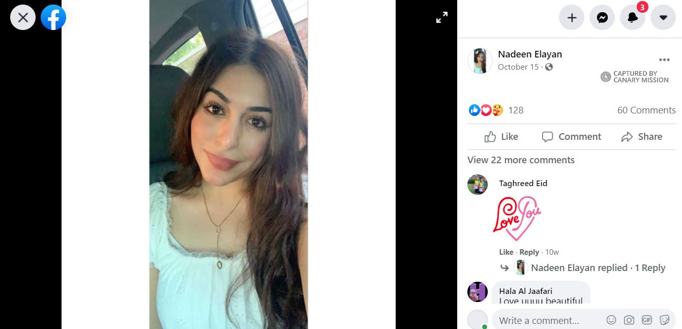 Nadeen Elayan, Facebook - Oct 15, 2020