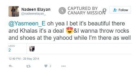 Nadeen Elayan, Twitter - May 29, 2014