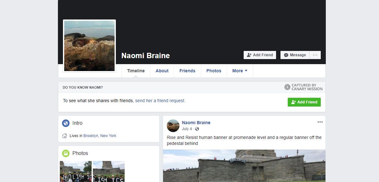 Naomi Braine, Facebook - Aug 28, 2018