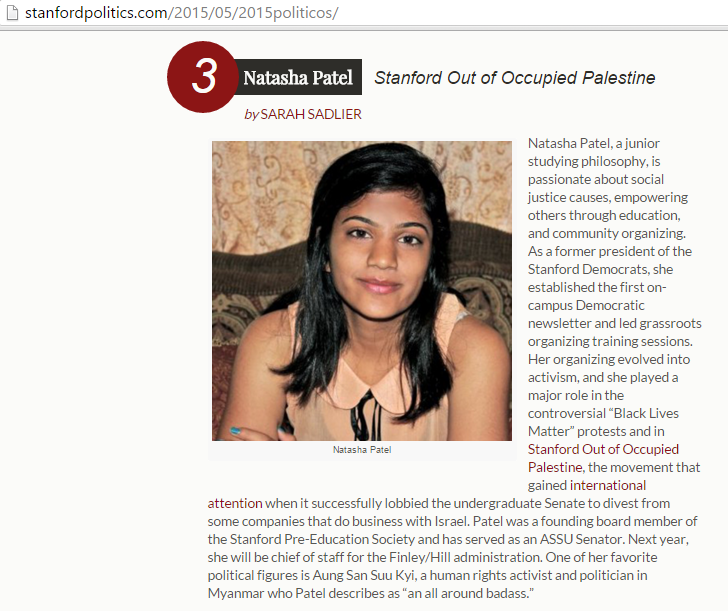 Natasha Patel, stanfordpolitics.com - May 16, 2001