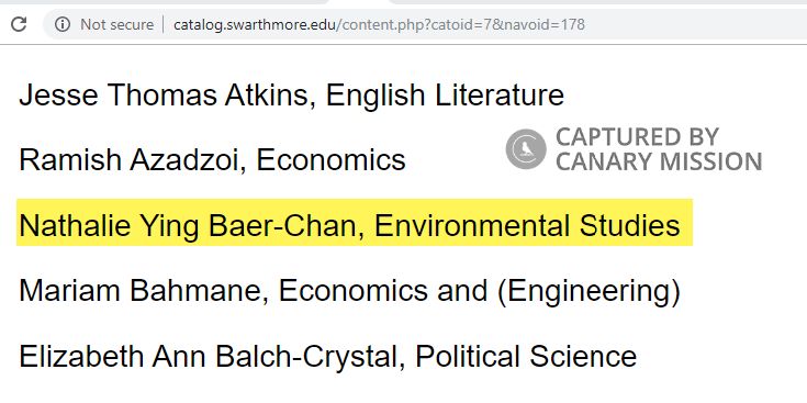 Nathalie Baer Chan, catalog.swarthmore.edu - Aug 1, 2019
