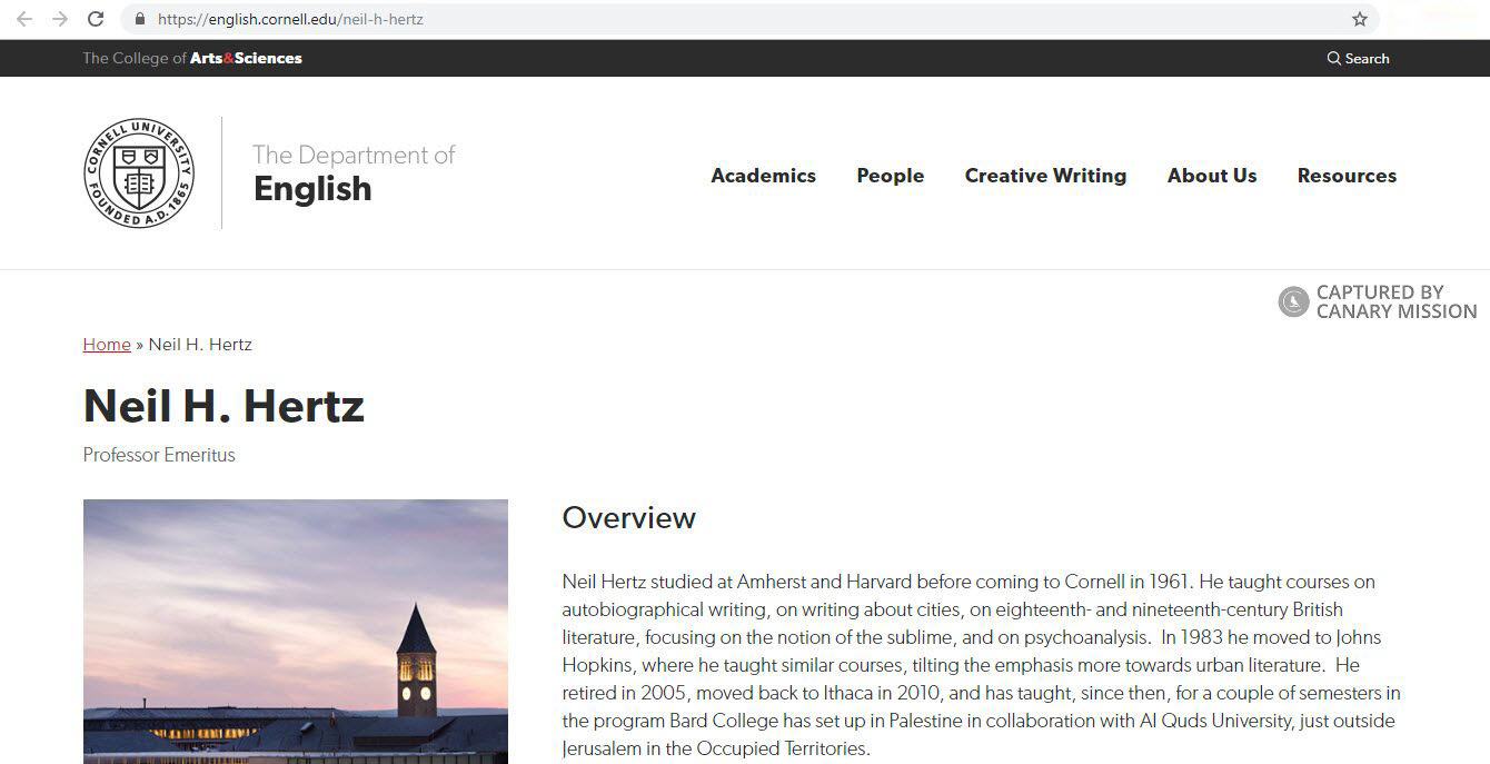 Neil Hertz, english.cornell.edu - Oct 15, 2018