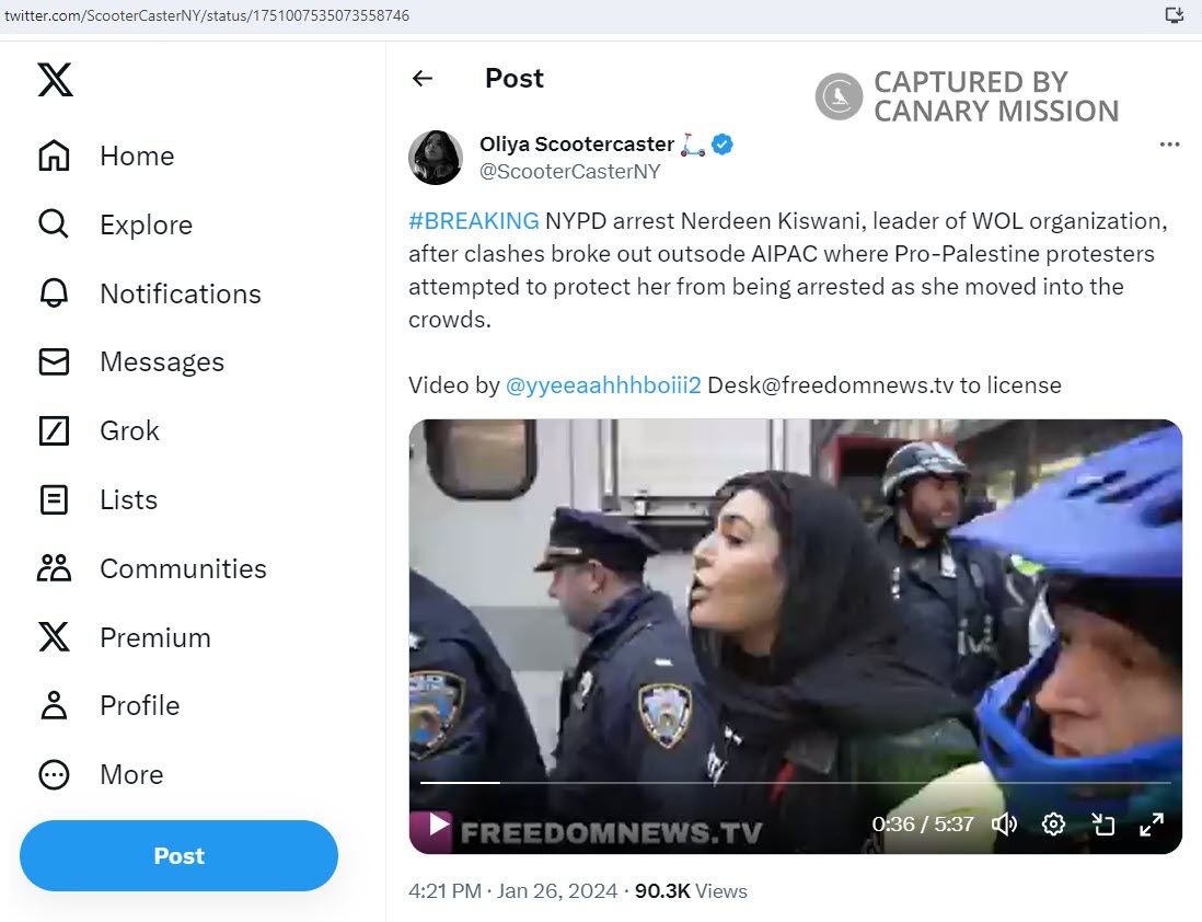 Nerdeen Kiswani, Twitter - Jan 26, 2024