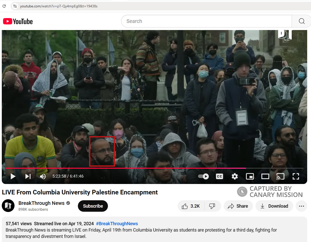 Nicholas Kattoura’s Participation in the Pro-Hamas Encampment at Columbia University