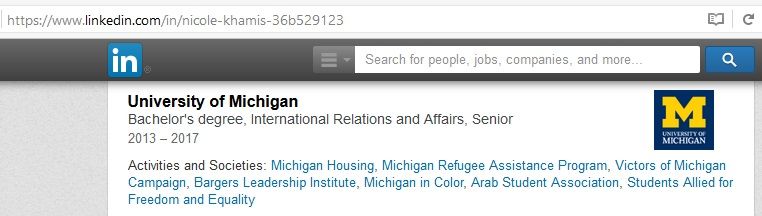 Nicole Khamis, LinkedIn - 29 Nov 2016