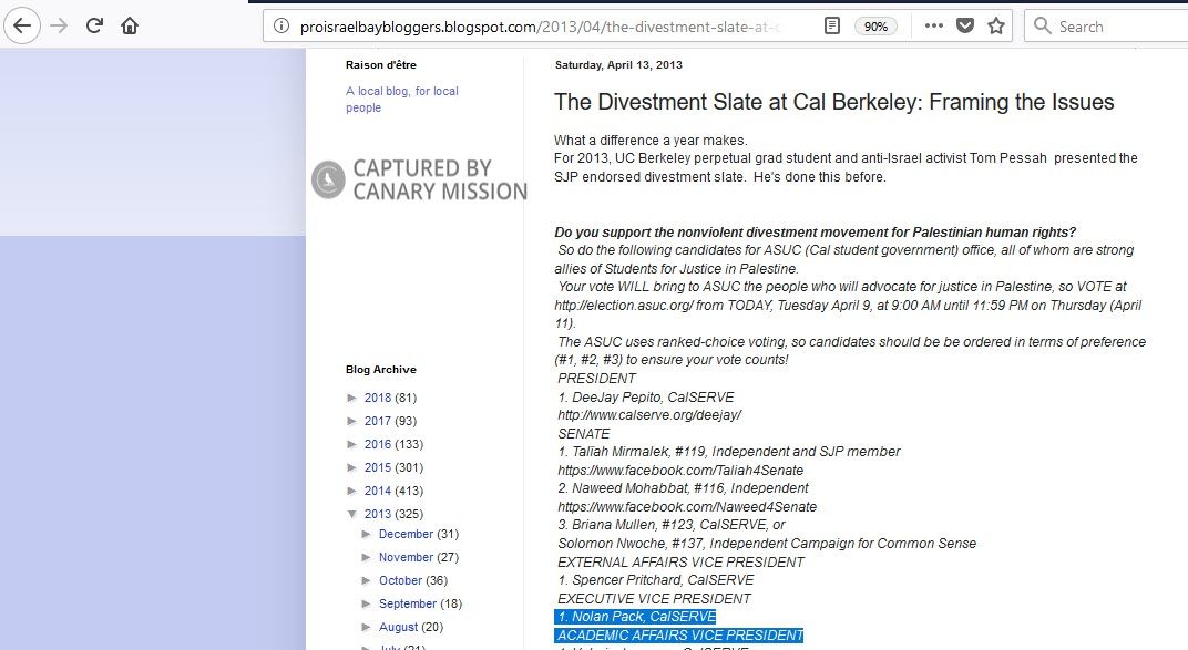 Nolan Pack, proisraelbaybloggers.blogspot.com - Apr 13, 2013