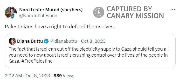 Nora Murad, X - Oct 8, 2023