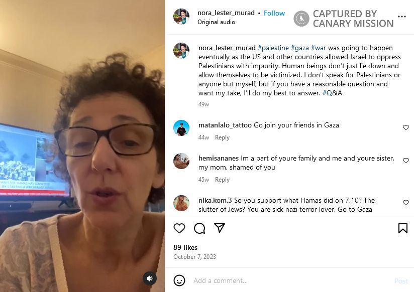 Nora Murad, Instagram - Oct 7, 2023