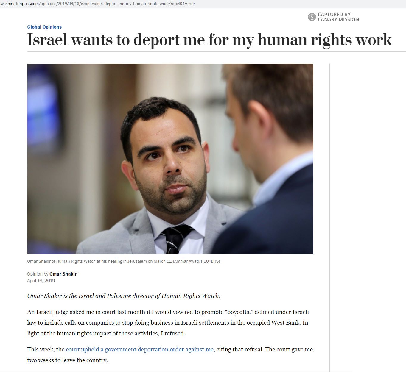 Omar Shakir, washingtonpost.com - Apr 18, 2019