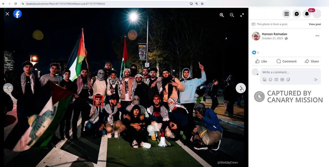 Omar Zahrah’s protest appearance, All Out for Gaza NO US Aid for Genocide
