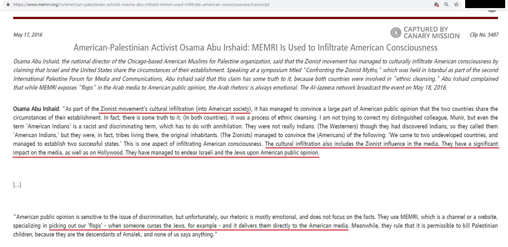 Osama Abuirshaid, memri.org - May 17, 2016