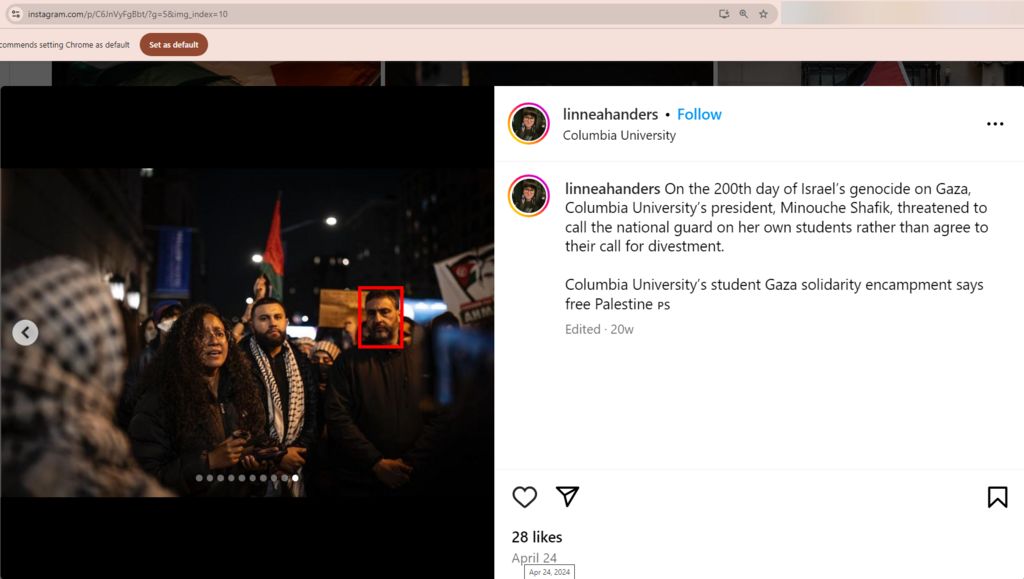 Osama Abuirshaid, Columbia University, Participation in the Pro-Hamas Encampment