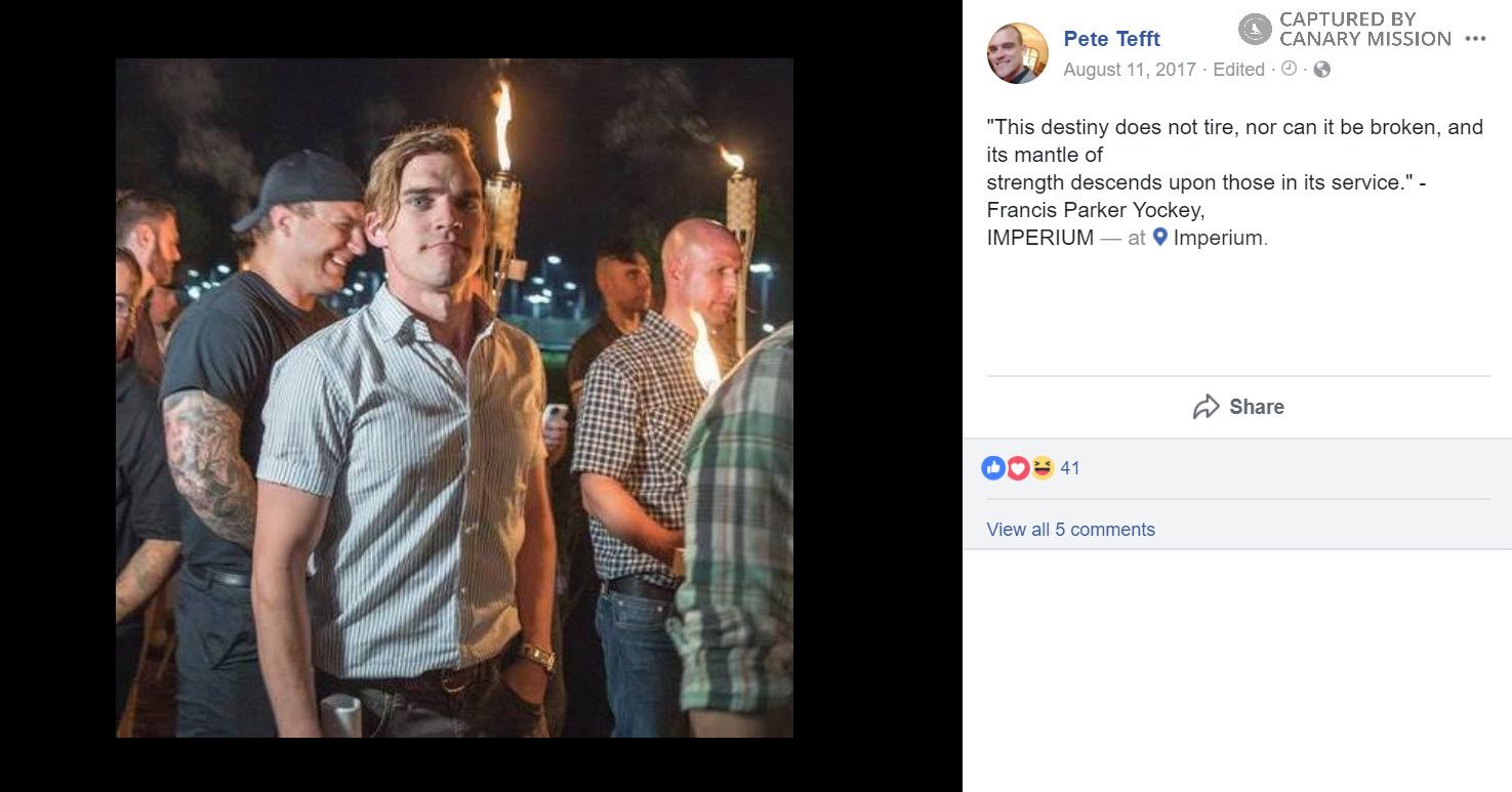 Peter Tefft, Facebook - Aug 11, 2017