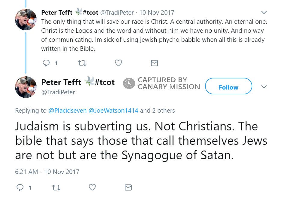 Peter Tefft, Twitter - Nov 10, 2017