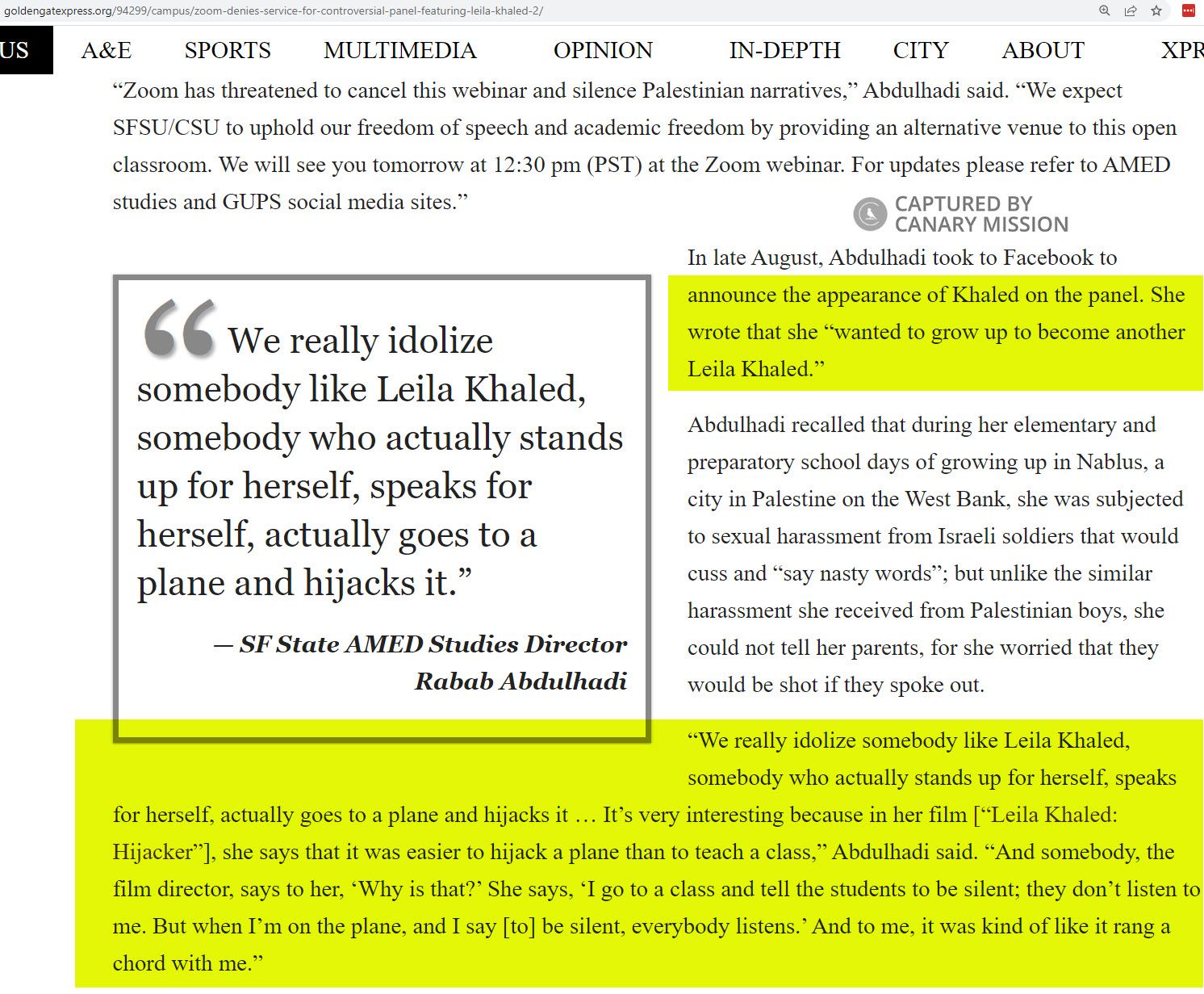 Rabab Abdulhadi, Golden - Invalid Date