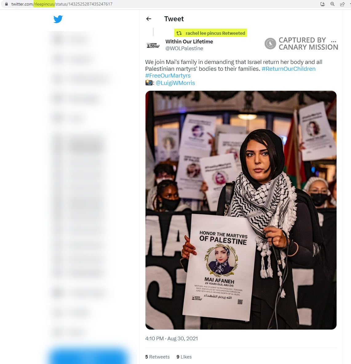 Rachel Pincus, Twitter - Aug 30, 2021